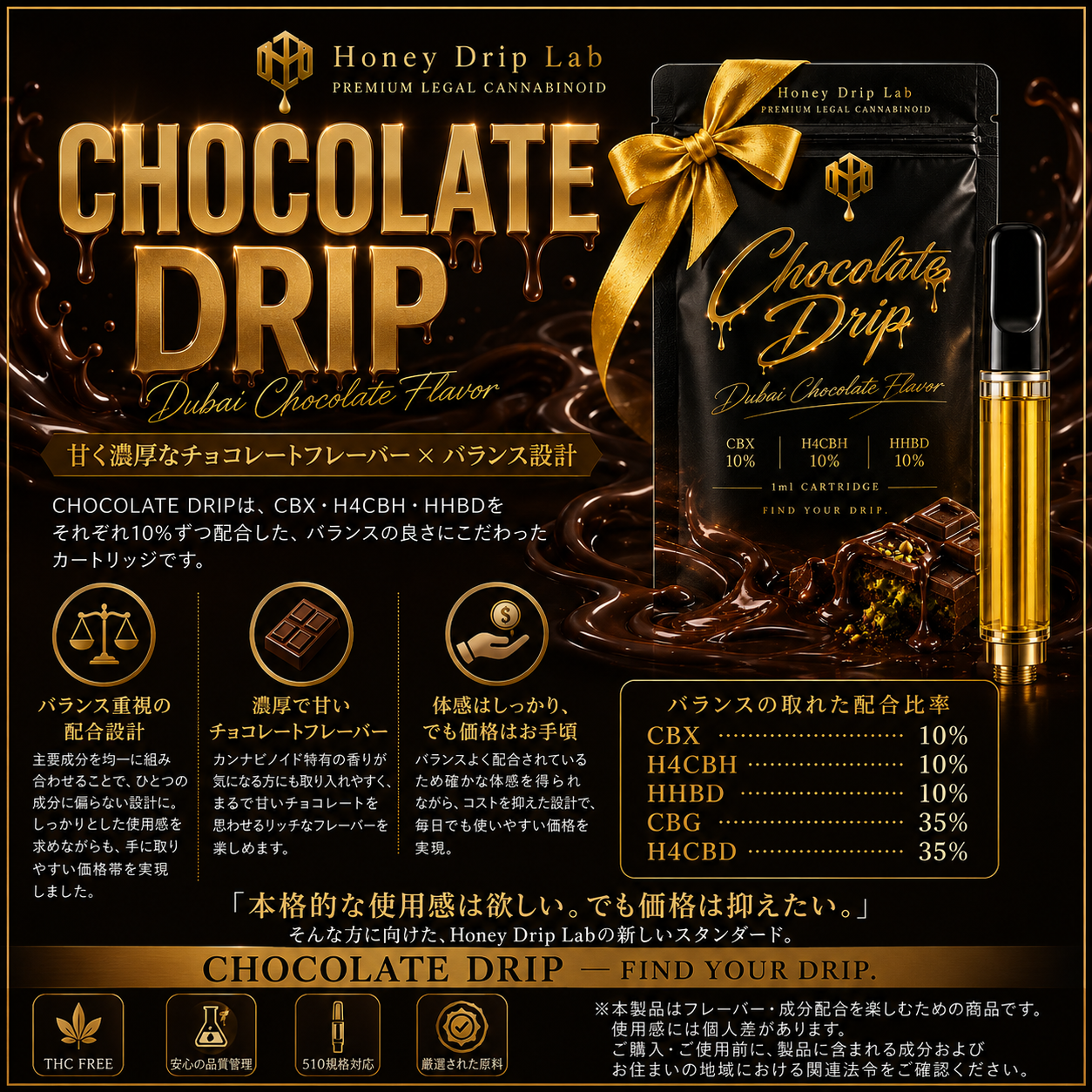 CHOCOLATE DRIP -dubai chocolate flavor- | CBX10%,H4CBH10%,HHBD10%