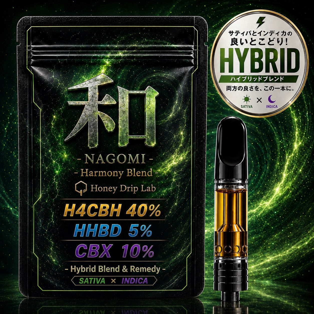 【HYBRID sativa×indica】和-NAGOMI- H4CBH40%,HHBD5%,CBX10%