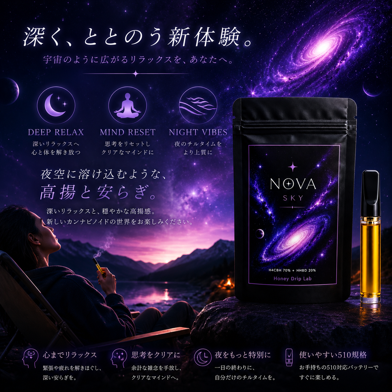 NOVA SKY｜H4CBH 70% + HHBD 20%｜0.5ml , 1ml